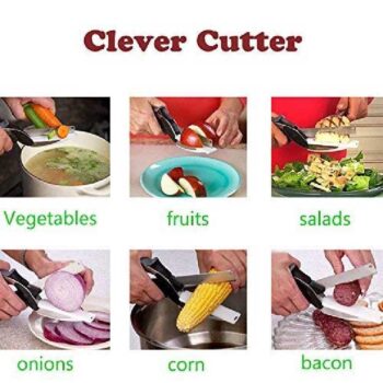2 in 1 Stainless Steel Multi Functional Kitchen Vegetable Clever Cutter Scissor for Home Kitchen with Lock System Clever Cutter 7