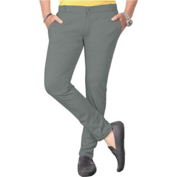 Cotton Lycra Blend Solid Slim Fit Casual Trouser for Men