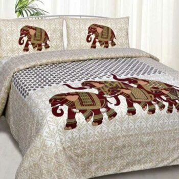Elephant Printed Bedsheet Jaipuri Cotton Double Bedsheet