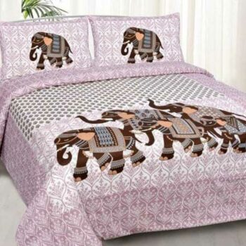 Elephant Printed Bedsheet Jaipuri Cotton Double Bedsheet