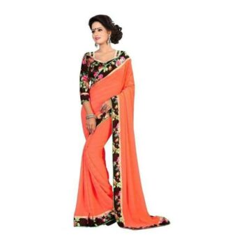 Gorgeous Solid Chiffon Saree With Printed Border