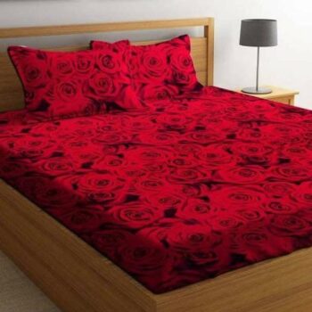 Polycotton Printed Double Bedsheet with 2 Pillow Cover