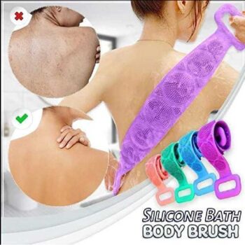 Silicone Back Scrubber Bath Brush Washer For Dead Skin Removal Mens Womens Double Side Brush Belt For Shower Exfoliating Belt Easy to Clean Lathers Well Multicolor Body Scrubber Belt 2