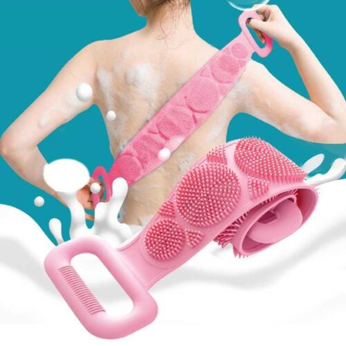 Silicone Back Scrubber Bath Brush Washer For Dead Skin Removal Mens Womens Double Side Brush Belt For Shower Exfoliating Belt Easy to Clean Lathers Well Multicolor Body Scrubber Belt 4