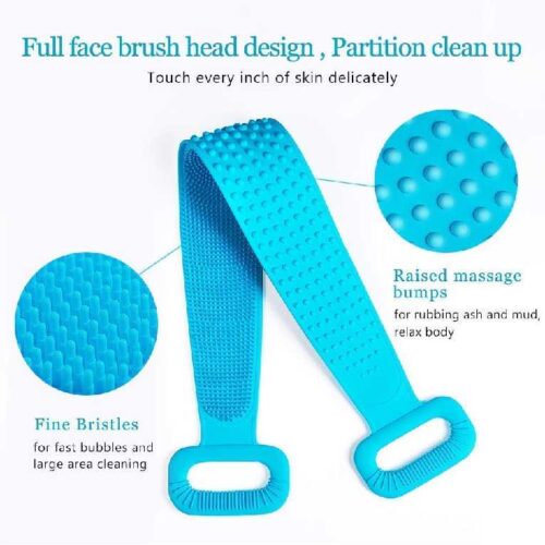 Silicone Back Scrubber Bath Brush Washer For Dead Skin Removal Mens Womens Double Side Brush Belt For Shower Exfoliating Belt Easy to Clean Lathers Well Multicolor Body Scrubber Belt 5