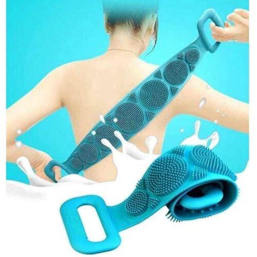 Silicone Back Scrubber Bath Brush Washer For Dead Skin Removal Mens Womens Double Side Brush Belt For Shower Exfoliating Belt, Easy to Clean, Lathers Well (Multicolor) (Body Scrubber) (Belt)