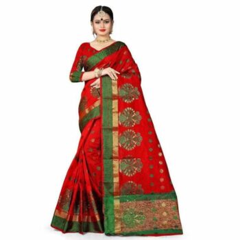Stunning Banarasi Silk Saree With All Over Jacquard Weaving Work