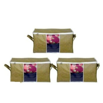 Underbed Storage Bag, Storage Organizer, Blanket Cover with Side Handles (Set of 3)