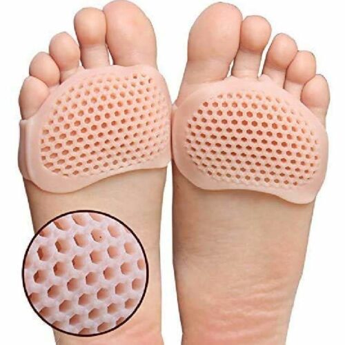 2 Pieces Metatarsal Ball pads support of Foot Cushion silicone Gel Half Toe Sleeve Anti Skid Forefoot Smooth and soft for Pain Relief Heel Protector foot Socks s