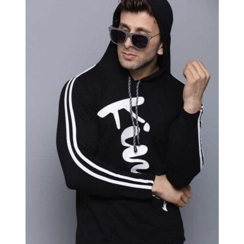 Cotton King Printed Full Sleeves Hooded T Shirt 10
