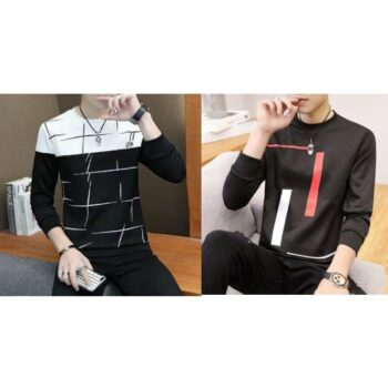 Cotton Printed Full Sleeves T-Shirt (Pack Of 2)