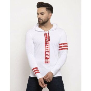Cotton Printed Side Tape Full Sleeves Hooded T-Shirt