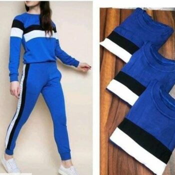 Cotton Rib Stretchable Printed Tracksuit for Women