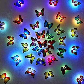 Cute Butterflies Multicolor LED Flashing Light for Fridge Night use in Bedroom Walls Light Up Night Light in The Dark Butterflies