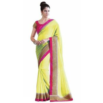 Delightful Solid With Border Georgette Saree