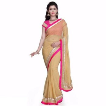Delightful Solid With Border Georgette Saree