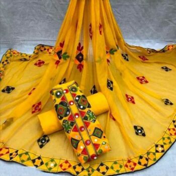 Elegant Embroidered Chanderi Silk Dress Material / Suit Material
