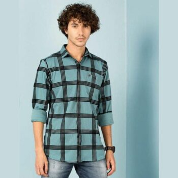 Lycra Checkered Full Sleeves Slim Fit Casual Shirt