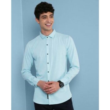 Lycra Solid Full Sleeves Slim Fit Casual Shirt