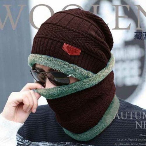 Men's & Women Woollen Cap Set with Neck Muffler