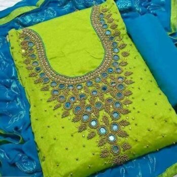 Party Wear Affordable Embroidered Chanderi Navratri Dress Material / Suit Material