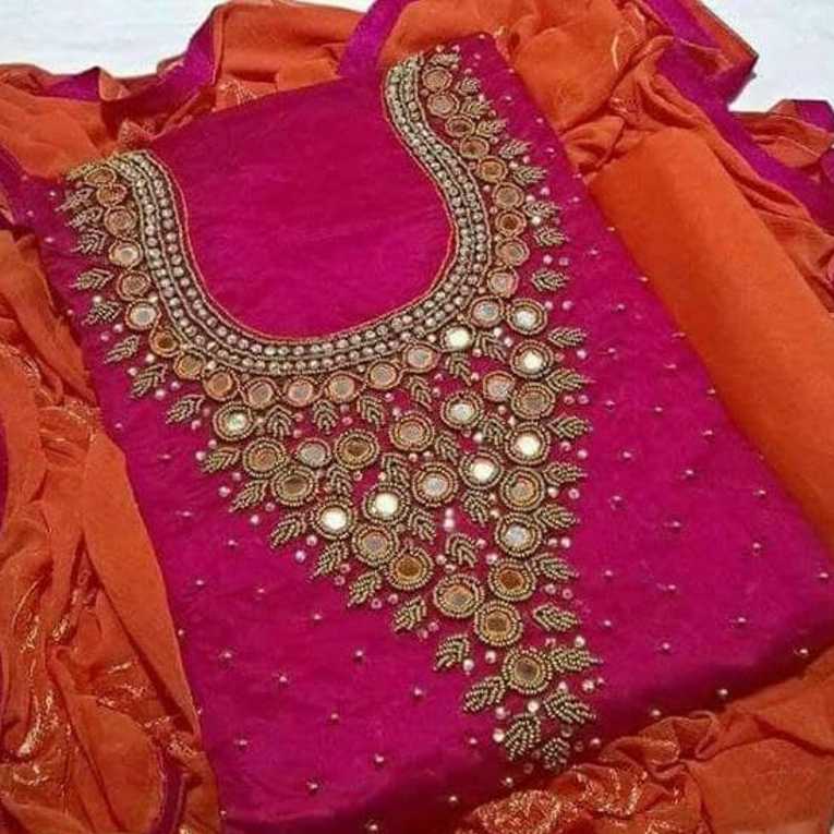 Chanderi Handwork Party Wear Suit Material - ZamIndia - Online shop for  women suit material, nightwear, imitation jewellery and accessories.