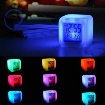 Plastic Digital Alarm Clock with Automatic 7 Colour Changing LED Date Time Temperature Digital Alarm Clock Multicolour 2