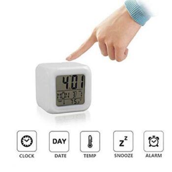 Plastic Digital Alarm Clock with Automatic 7 Colour Changing LED Date Time Temperature Digital Alarm Clock Multicolour 4