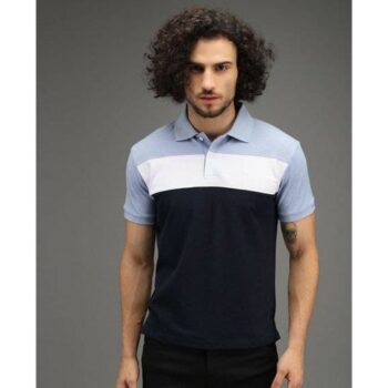 Poly Cotton Color Block Half Sleeves Men's Polo T-Shirt