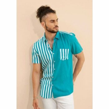 Poly Cotton Stripes Half Sleeves Regular Fit Casual Shirts