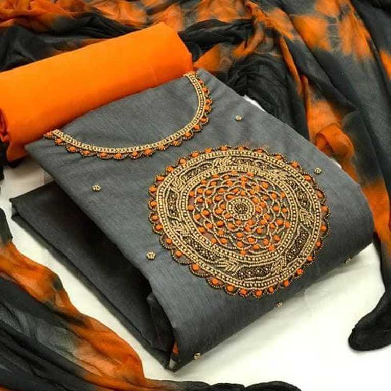 Trendy Katli Work Chanderi Silk Dress Material