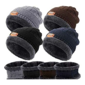 Unisex Wool Cap With Neck Muffler (Pack of 4)