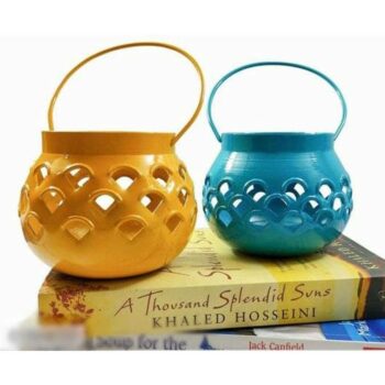 Yellow & Blue Matki Tealight Candle Holder (Set of 2)