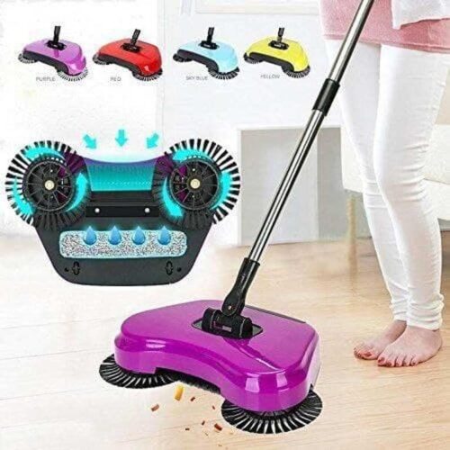 All in One Hand Push Rotating Sweeper Mop Room and Office Floor Sweeper Cleaner Dust Mop Set 2