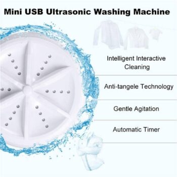Automatic Portable Mini Washing Machine Ultrasonic Lightweight Turbo Washer With USB Cable for Home Camping Dorms Business RV Trip College Rooms 4