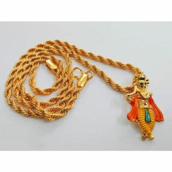 Ethnic Gold Plated Temple Pendant With Men's Chain