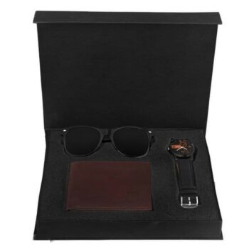 Men's Accessory Gift Set Synthetic Leather Wallet, Watch and Sunglasses Combo Pack (Pack of 3) Best Gift for Brother, Father, Boyfriend