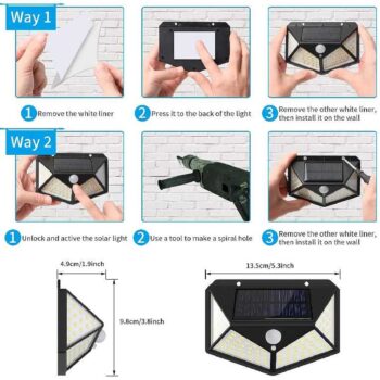 Solar Lights - Bright Solar Wireless Security Motion Sensor 100 Led Night Light for Home and Garden, Outdoors