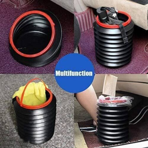 Car Dustbin Plastic Manual Lift Foldable Dustbin with Adjustable Hanging Strap for Car 4 Litre3