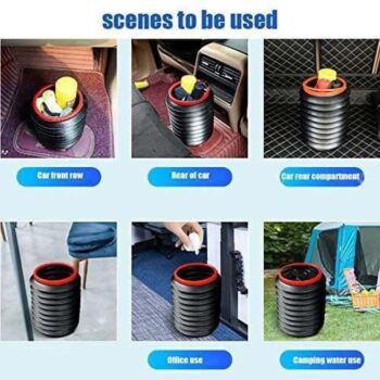 Car Dustbin Plastic Manual Lift Foldable Dustbin with Adjustable Hanging Strap for Car 4 Litre5
