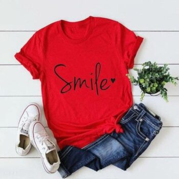 Cotton Printed Women's Smile T-Shirt