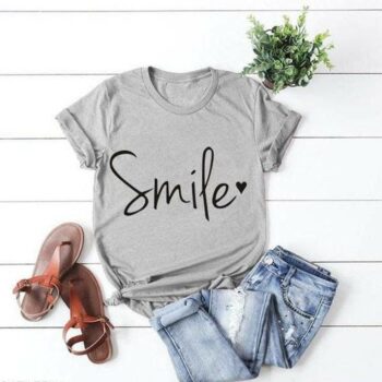 Cotton Printed Women's Smile T-Shirt