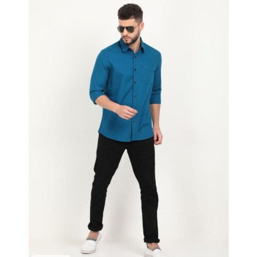 Cotton Solid Full Sleeves Slim Fit Mens Casual Shirt17