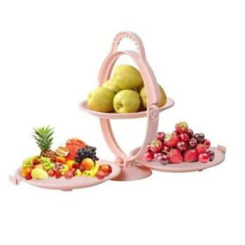 Foldable 3 Ply Plastic Fruit Plate Candy Dish (Assorted Color)
