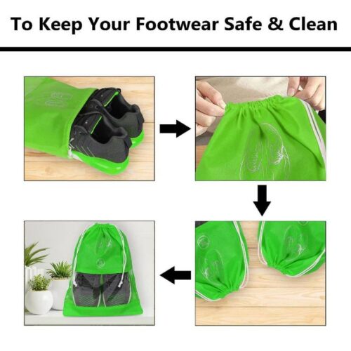 Non Woven Fabric Travelling Shoe Organising Bag with Transparent Window9