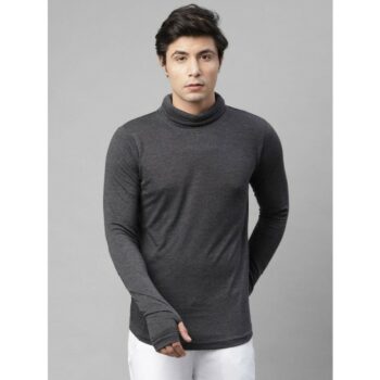 Rigo Cotton Solid Full Sleeves Men's Stylized Neck T-Shirt