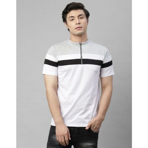 Rigo Cotton Color Block Half Sleeves Men's Stylized Neck T-Shirt