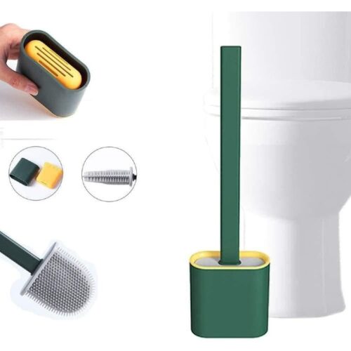 Silicone Toilet Cleaning Brush and Holder (Assorted Color)