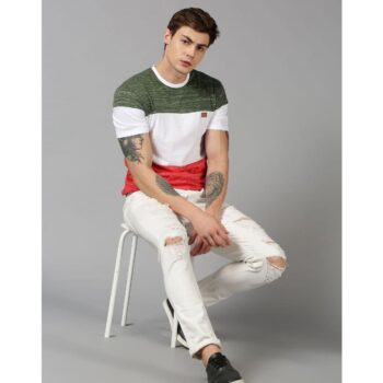 UrGear Cotton Color Block Half Sleeves Men's Round Neck T-Shirt