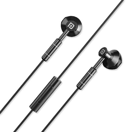 Portronics Ear 1 in-Ear Wired Earphones Crystal Clear Sound with Mic, I Metal Earbuds, TPE + Nylon Braided Wire (Black)